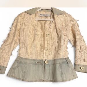 Dior Cream and Light Blue denim Jacket runs smaller size small